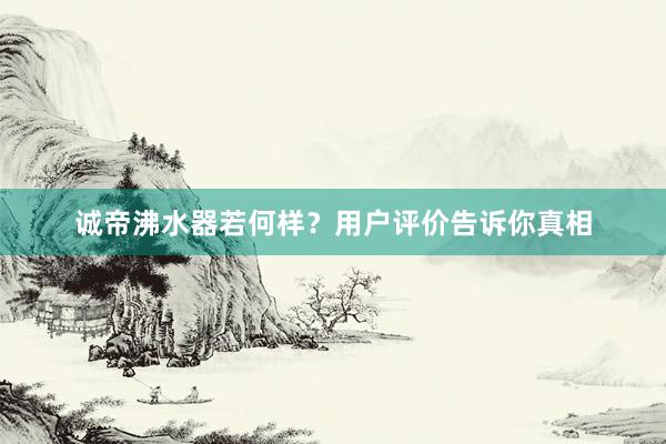 诚帝沸水器若何样？用户评价告诉你真相